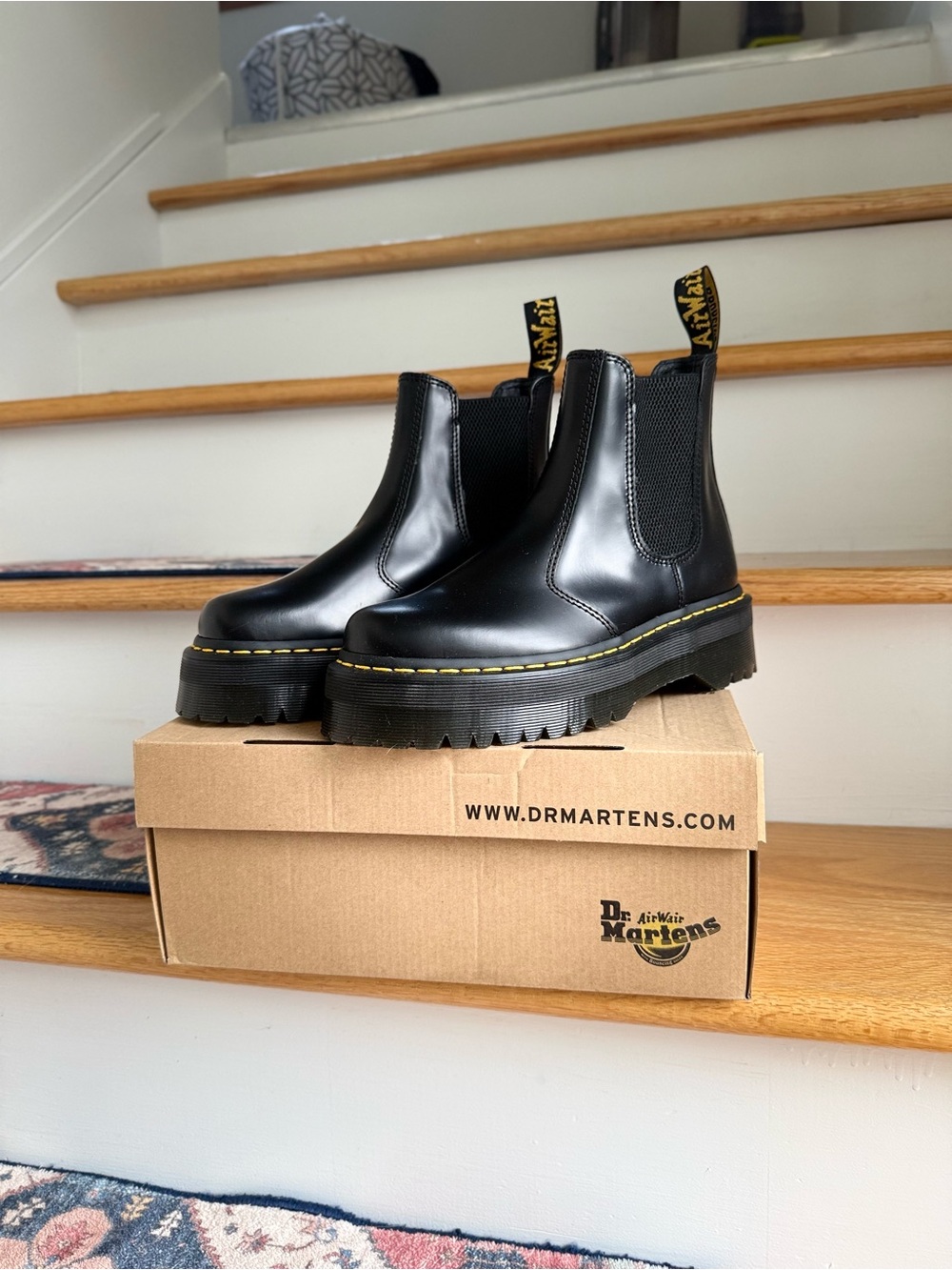 Dr. Martens Black Leather Platform Chelsea Boots never worn